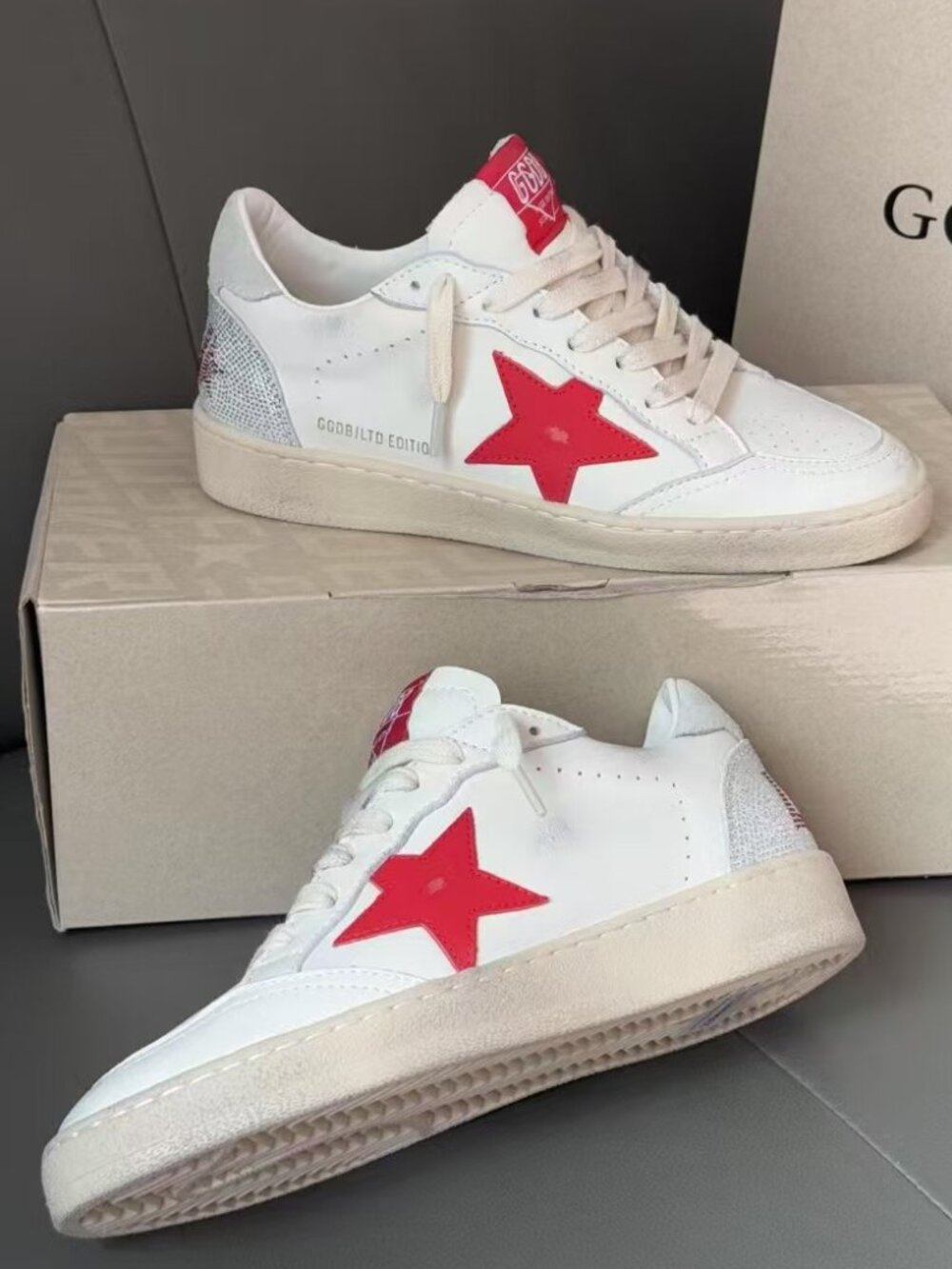 Golden Goose Ball Star Sneakers with Red Star - Picture 6 of 10